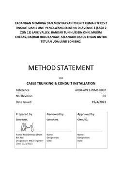 Cable Trunking Installation Method Statement | PDF | Safety ...