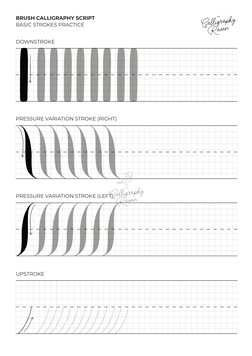 Basic Brush Calligraphy Strokes - Practice Sheets | PDF