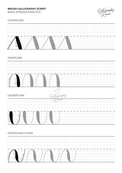 Basic Brush Calligraphy Strokes - Practice Sheets | PDF