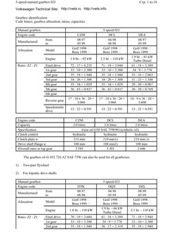 O2j Gearbox Code VW 02J Gearbox Ratios and Specs | PDF | Manual Transmission | Clutch