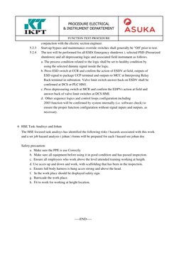 PROCEDURE ELECTRICAL
& INSTRUMENT DEPARTEMENT 
FUNCTION TEST PROCEDURE
conjunction with the electric section engineer.
5.2.3