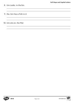 Full Stops Worksheet.pdf Capital Letters and Full Stops Worksheet | PDF