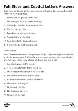 Full Stops Worksheet.pdf Capital Letters and Full Stops Worksheet | PDF