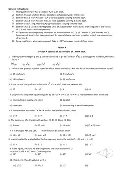 General Instructions:
1. This Question Paper has 5 Sections A, B, C, D, and E.
2. Section A has 20 Multiple Choice Questions
