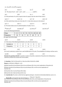 11. √3 cos2A + √3 sin2A is equal to
(a) 1
(b) 1/√3
(c) √3
(d) 0
12. The value of cos1° . cos2° . cos3° . cos4°...............