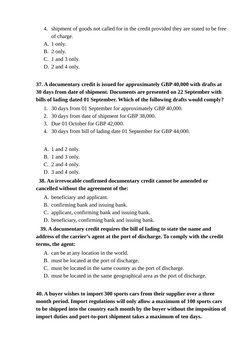 Cdc's Sample Questions CDCS Exam Sample Questions and Answers | PDF | Letter Of Credit | Bill ...