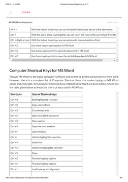 A to Z Computer Shortcut Keys Guide | PDF | Keyboard Shortcut ...