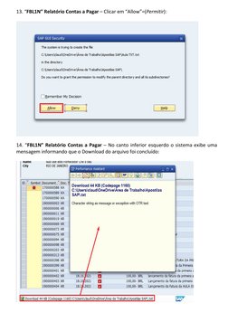 13. “FBL1N” Relatório Contas a Pagar – Clicar em “Allow”=(Permitir): 
 
 
 
14. “FBL1N” Relatório Contas a Pagar – No canto i
