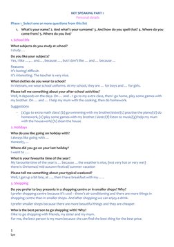 KET Speaking Part 1 Guide | PDF | Restaurants