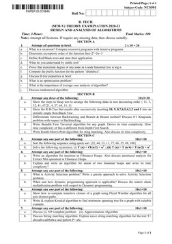AKTU DAA Question Paper Compilation | PDF | Teaching Methods & Materials