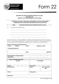Form 22: Child Abuse Reporting Guide | PDF | Child Abuse | Child Neglect