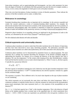 Some phase transitions, such as superconducting (https://en.wikipedia.org/wiki/Superconductivity) and ferromagnetic, can have