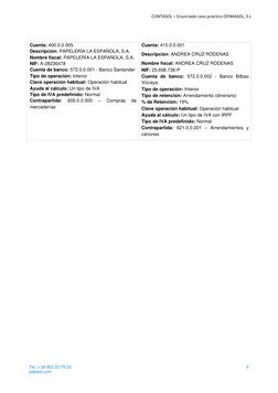 CONTASOL – Enunciado caso práctico OFIMASOL, S.L 
Tel: + 34 953 22 79 33  
sdelsol.com 
5 
 
 
 
Cuenta: 400.0.0.005 
Descrip