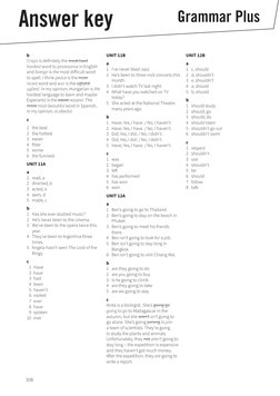 308
Answer key
Grammar Plus
b
Crisps is definitely the most hard 
hardest word to pronounce in English 
and foreign is the mo