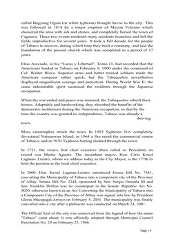 Page | 4
called Bagyong Oguis (or white typhoon) brought havoc to the city. This
was followed in 1814 by a major eruption of