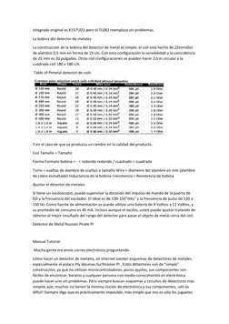 integrado original es K157UD2 pero el TL082 reemplaza sin problemas.
La bobina del detector de metales
La construcción de la