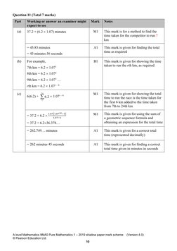 2019 A Level Maths Shadow Paper Mark Scheme | PDF | Applied Mathematics ...