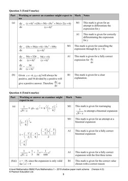 2019 A Level Maths Shadow Paper Mark Scheme | PDF | Applied Mathematics ...