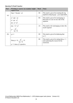 2019 A Level Maths Shadow Paper Mark Scheme | PDF | Applied Mathematics ...
