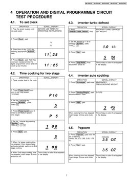 4.1.
To set clock
OPERATION
SCROLL DISPLAY
1. Plug the power supply cord
into wall outlet.
BEFORE USE REFER TO
OPERATING INS