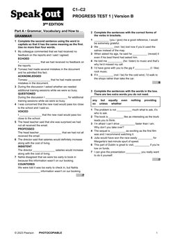 C1-C2 Progress Test 1 Overview | PDF | Cost Of Living | Neanderthal