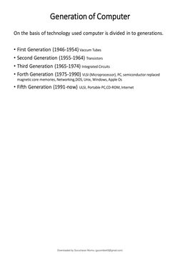 1 Generation Computer Notes BSc 1st Year Computer Fundamentals Notes | PDF | Personal Computers ...