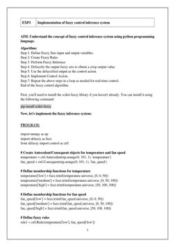 1 
 
 
EXP1 
Implementation of fuzzy control inference system 
 
AIM: Understand the concept of fuzzy control inference syste