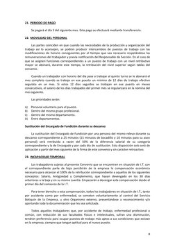 8 
21. PERIODO DE PAGO 
Se pagará el día 5 del siguiente mes. Este pago se efectuará mediante transferencia. 
22. MOVILID