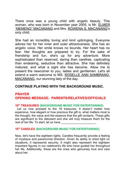 There  once  was  a  young  child  with  angelic  beauty.  This
woman, who was born in November year 2005, is Mr. ELMER
“MEME