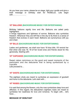 As you hear your name, please be on stage, light your candle and give a
brief  message  or  birthday  wish  for  ROSELLE.  Le