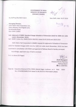 GOVERNMENT OF INDIA
MINISTRY OF RAILWAYS
(RAILWAY BOARD)
No.2K/Proj./Dll/30/3Vo!l.ll
New Delhi, date 04.07.2016
Managing Dire