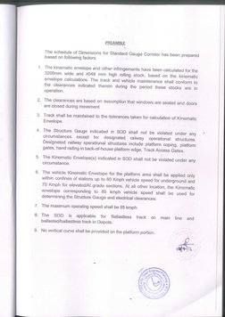 PREAMBLE
The schedule of Dimensions for Standard Gauge Corridor has been prepared
based on following factors:
1. The kinemati