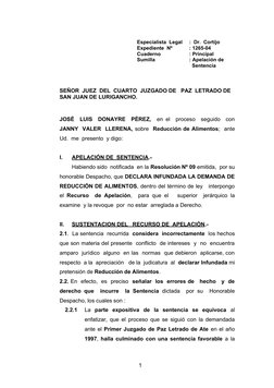 Especialista  Legal
:  Dr.  Cortijo  
Expediente  Nº
: 1265-04
Cuaderno
: Principal
Sumilla
: Apelación de 
  Sentencia
SEÑOR