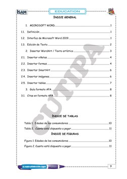 9 
 
ÍNDICE GENERAL 
. 
1. MICROSOFT WORD .................................................................................