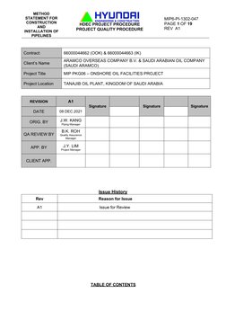 Pipeline Installation Method Statement | PDF | Technology & Engineering