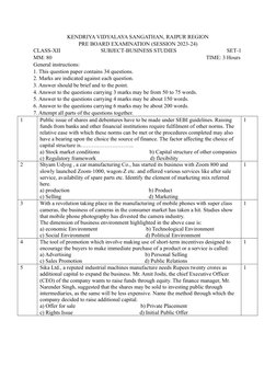 KENDRIYA VIDYALAYA SANGATHAN, RAIPUR REGION 
PRE BOARD EXAMINATION (SESSION 2023-24) 
CLASS-XII                             S