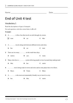 Cambridge Global English 7 Unit 4 Test | PDF
