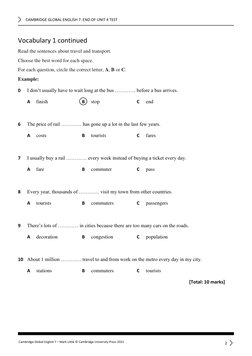 Cambridge Global English 7 Unit 4 Test | PDF