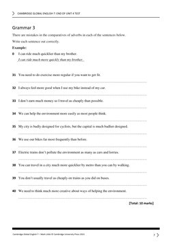 Cambridge Global English 7 Unit 4 Test | PDF