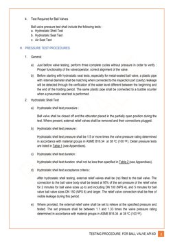 API 6D Ball Valve Testing Procedure | PDF | Valve | Leak