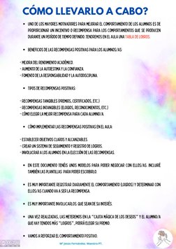 Mª Jesús Fernández. Maestra PT.
Uno de los mayores motivadores para mejorar el comportamiento de los alumnos es de
proporcion