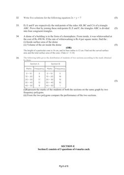 32
Write five solutions for the following equation:2x + y = 7
(5)
33. 
D, E and F are respectively the mid-points of the side