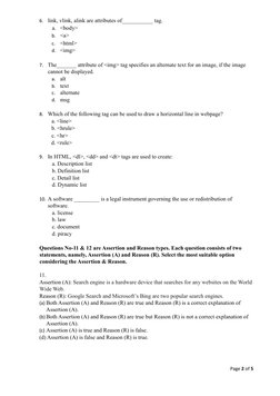 Page 2 of 5  
  
6. link, vlink, alink are attributes of___________ tag. 
   a.   <body>  
b. <a>  
c. <html>  
d. <img>