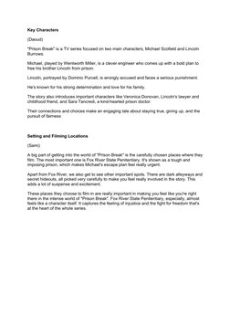 Key Characters
(Daoud)
"Prison Break" is a TV series focused on two main characters, Michael Scofield and Lincoln 
Burrows.