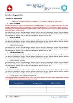 PROJECT QUALITY PLAN 
XYZ PROJECT 
 
 
Doc. No. xx-xx-xx-xx 
Rev. 0 
 
5 
XYZ PROJECT