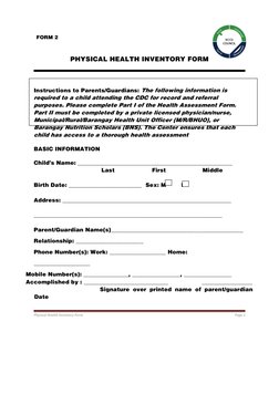Physical Inventory Control Form Physical Health Inventory Form | PDF | Physical Examination | Allergy