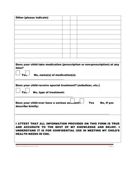 Health Inventory Form.pdf Physical Health Inventory Form | PDF | Physical Examination | Allergy