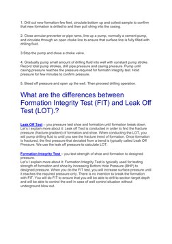 Leak Off and Formation Integrity Tests | PDF | Casing (Borehole) | Pressure