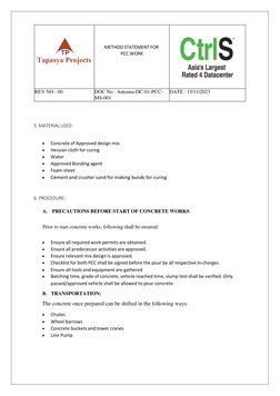 PCC Work Method Statement Guide | PDF | Concrete | Materials