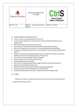 PCC Work Method Statement Guide | PDF | Concrete | Materials